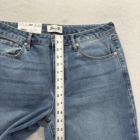 Seven7 Loose Straight Jeans Womens 8 Blue Medium Wash High Rise Stretch Baggy - Picture 7 of 13